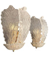 PAIR OF BAROVIER LARGE 1960S MURANO GLASS LEAF SCONCES WITH BRASS FITTINGS
