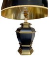 Pair of Black 1970s Lacquer & Brass Lamps - Mid Century Lighting - Ed Butcher Antiques