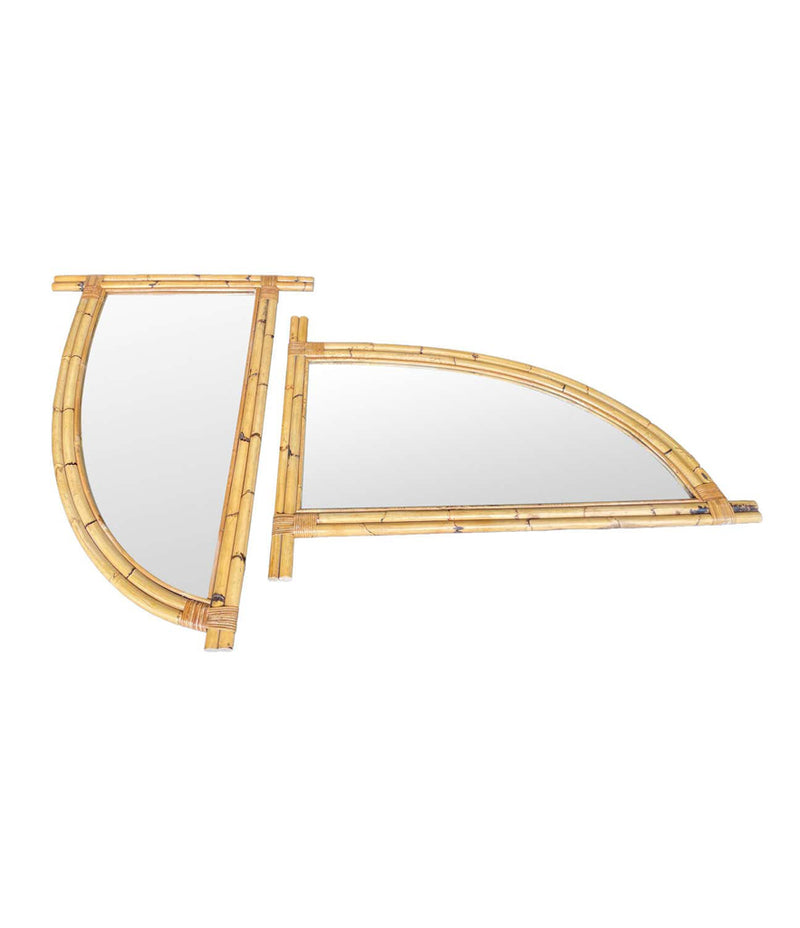 Pair of 1970s Italian curved bamboo mirrors - Mid Century Mirrors