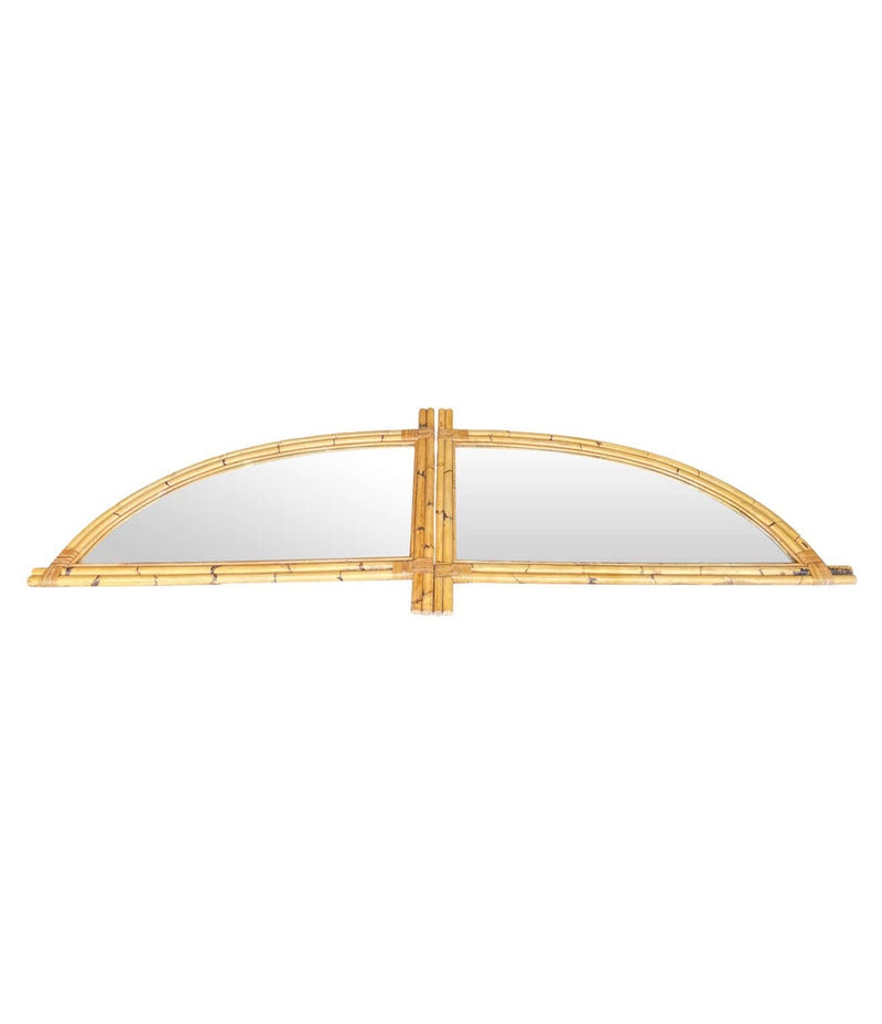 Pair of 1970s Italian curved bamboo mirrors - Mid Century Mirrors