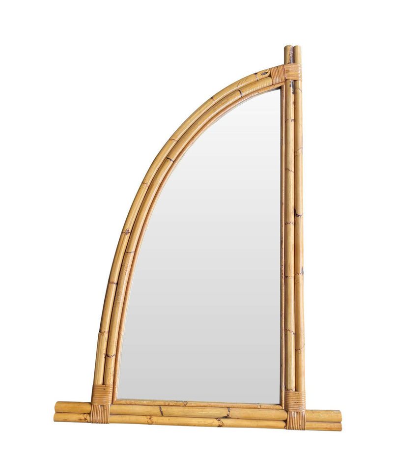 Pair of 1970s Italian curved bamboo mirrors - Mid Century Mirrors