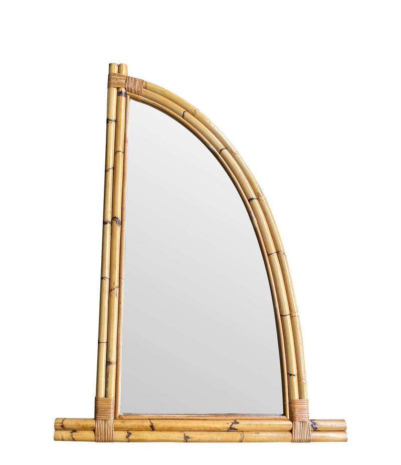 Pair of 1970s Italian curved bamboo mirrors - Mid Century Mirrors