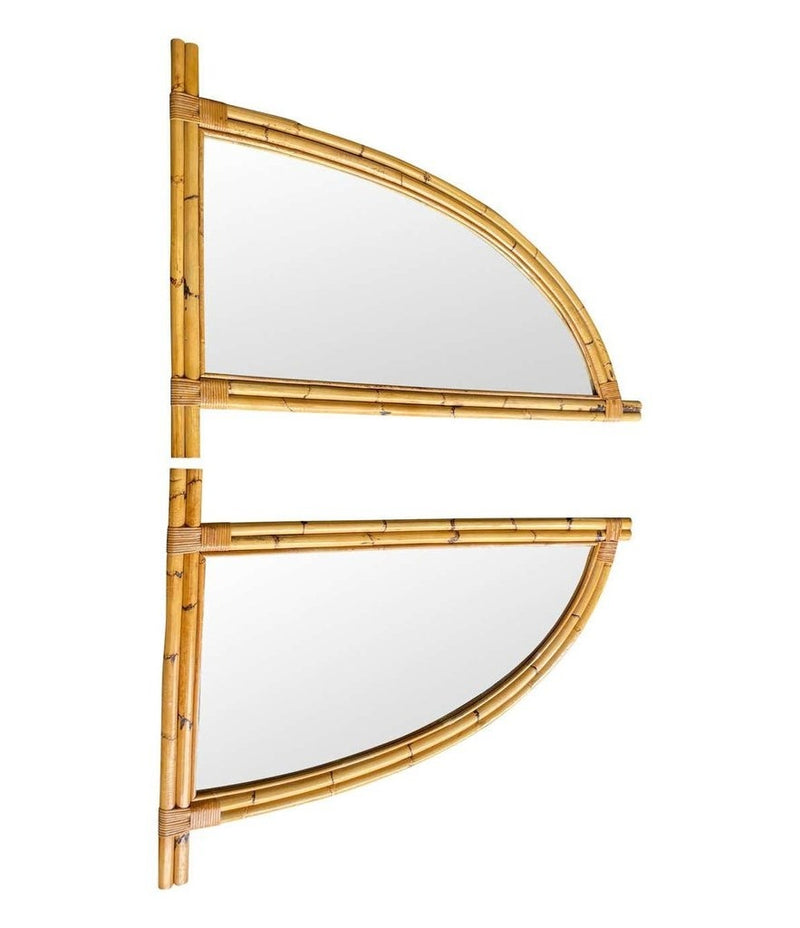 Pair of 1970s Italian curved bamboo mirrors - Mid Century Mirrors