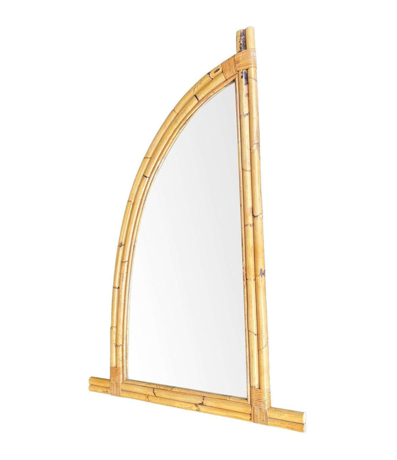 Pair of 1970s Italian curved bamboo mirrors - Mid Century Mirrors