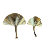 PAIR OF LARGE BRASS FINISH GINGKO LEAF WALL SCONCES IN THE STYLE OF BARBI
