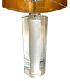 PAIR OF QUALITY 1960S GLASS LAMPS BY ORREFORS WITH WHITE AND CLEAR CENTRE BASE