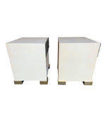 PAIR OF LUCIANO FRIGERIO BEDSIDE CABINETS WITH CAST BRUTALIST DRAWER FRONT