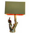 PAIR OF WILLY DARO STYLE BRASS PEACOCK LAMPS BY REGINA WITH NEW BESPOKE SHADES