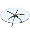 Mid century coffee table by Peter Ghyczy iron and brass bass with circular glass top