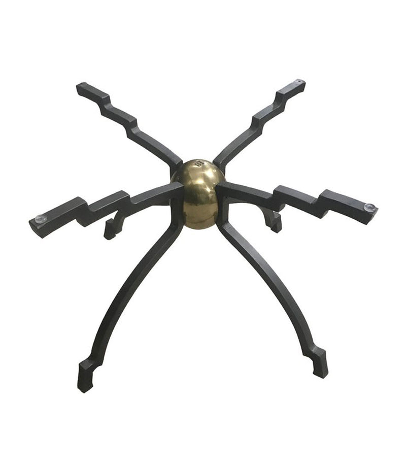 Mid century coffee table by Peter Ghyczy iron and brass bass with circular glass top
