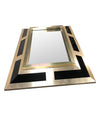 PHILIPPE JEAN BRUSHED BRASS FINISH AND BLACK LUCITE MIRROR, SIGNED