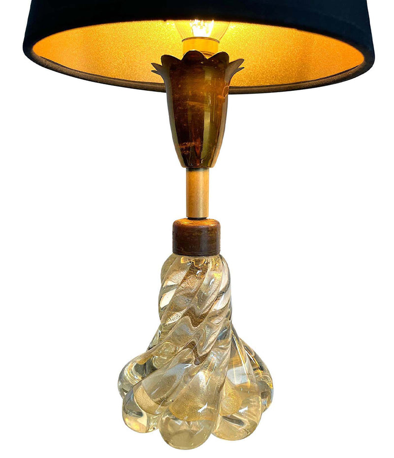 PRETTY PAIR OF 1950S BAROVIER & TOSO LAMPS WITH MURANO TWISTED GLASS BASE
