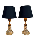 PRETTY PAIR OF 1950S BAROVIER & TOSO LAMPS WITH MURANO TWISTED GLASS BASE