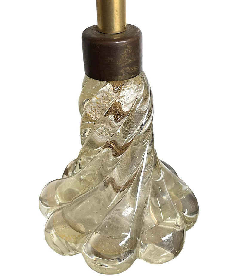 PRETTY PAIR OF 1950S BAROVIER & TOSO LAMPS WITH MURANO TWISTED GLASS BASE