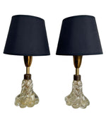 PRETTY PAIR OF 1950S BAROVIER & TOSO LAMPS WITH MURANO TWISTED GLASS BASE