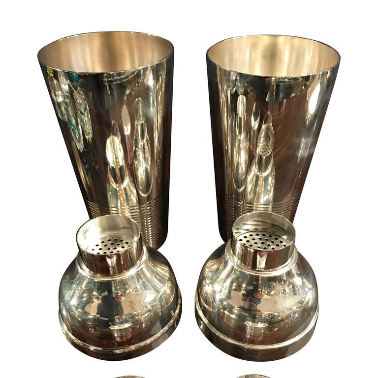 PAIR OF 1930S CHRISTOFLE SILVER PLATED COCKTAIL SHAKERS