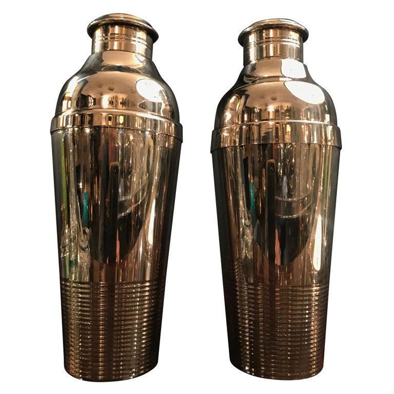 PAIR OF 1930S CHRISTOFLE SILVER PLATED COCKTAIL SHAKERS