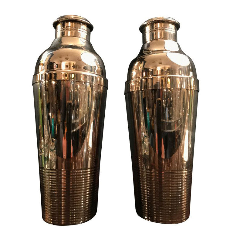 PAIR OF 1930S CHRISTOFLE SILVER PLATED COCKTAIL SHAKERS