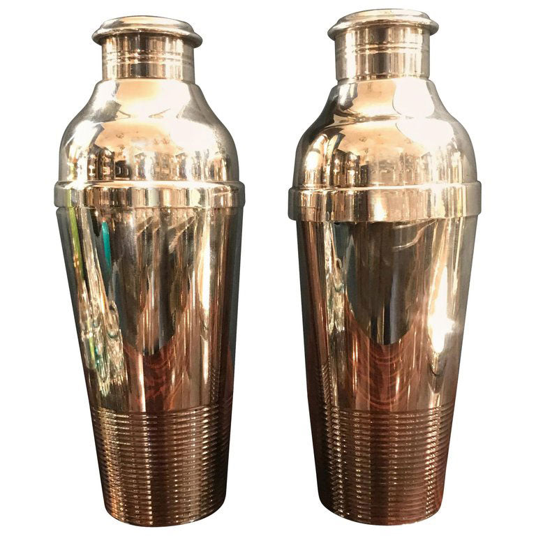 PAIR OF 1930S CHRISTOFLE SILVER PLATED COCKTAIL SHAKERS