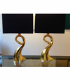 PAIR OF BRASS EGRET SHAPED LAMPS