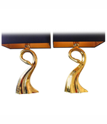 PAIR OF BRASS EGRET SHAPED LAMPS