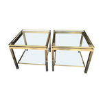 PAIR OF GILT METAL SIDE TABLES IN THE GUY LEFEVRE STYLE
