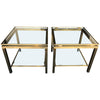 PAIR OF GILT METAL SIDE TABLES IN THE GUY LEFEVRE STYLE