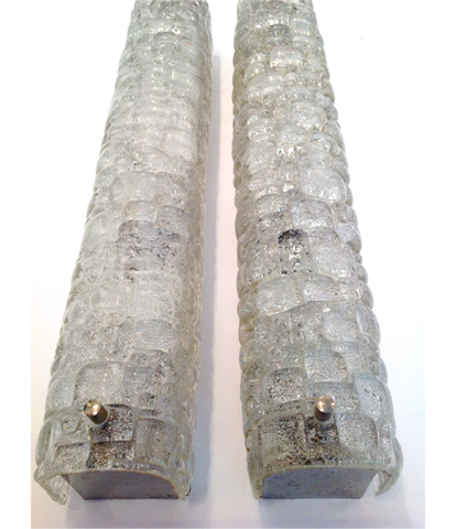 A pair of Hillebrand Ice glass wall sconces 1960s