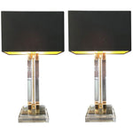 PAIR OF ITALIAN LUCITE AND GILT METAL LAMPS
