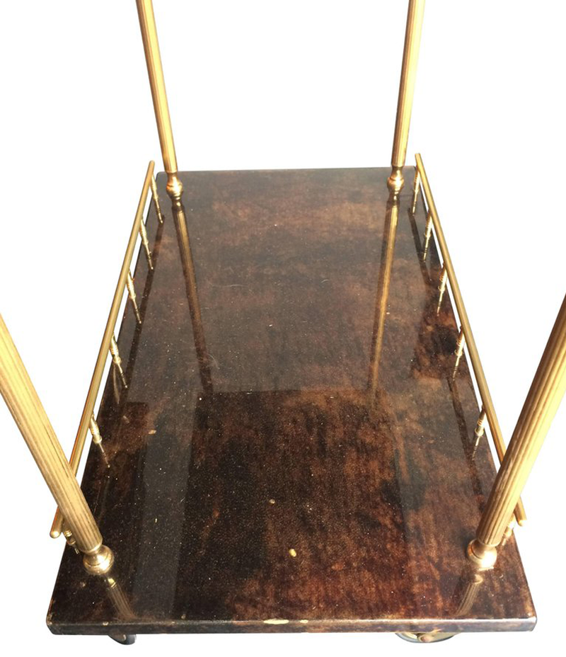 PAIR OF SMALL ALDO TURA BAR TROLLIES