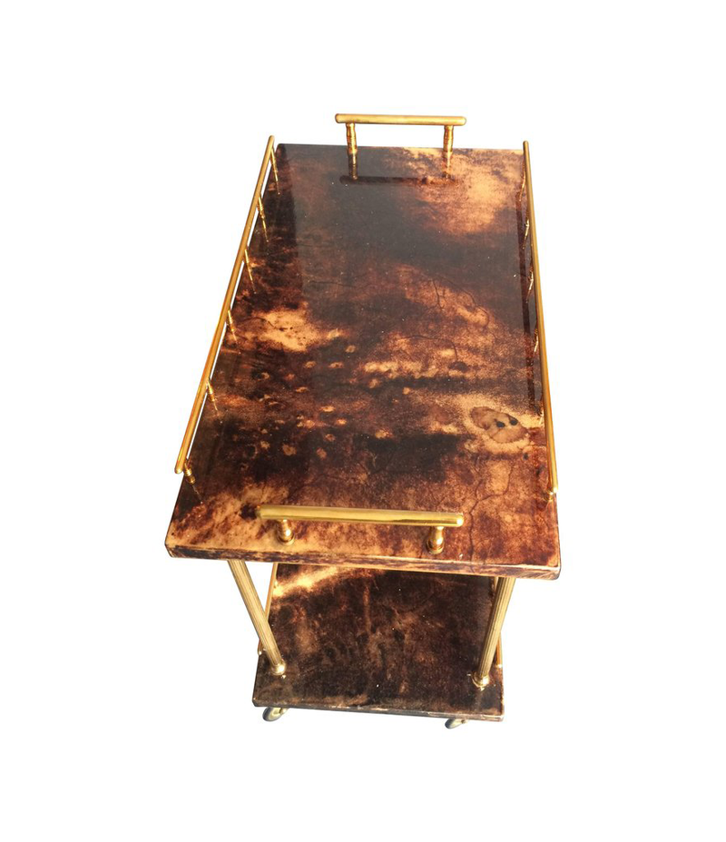 PAIR OF SMALL ALDO TURA BAR TROLLIES