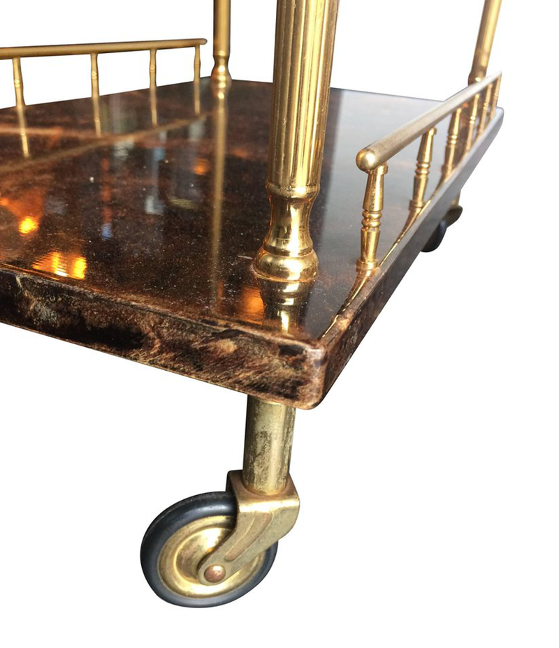PAIR OF SMALL ALDO TURA BAR TROLLIES