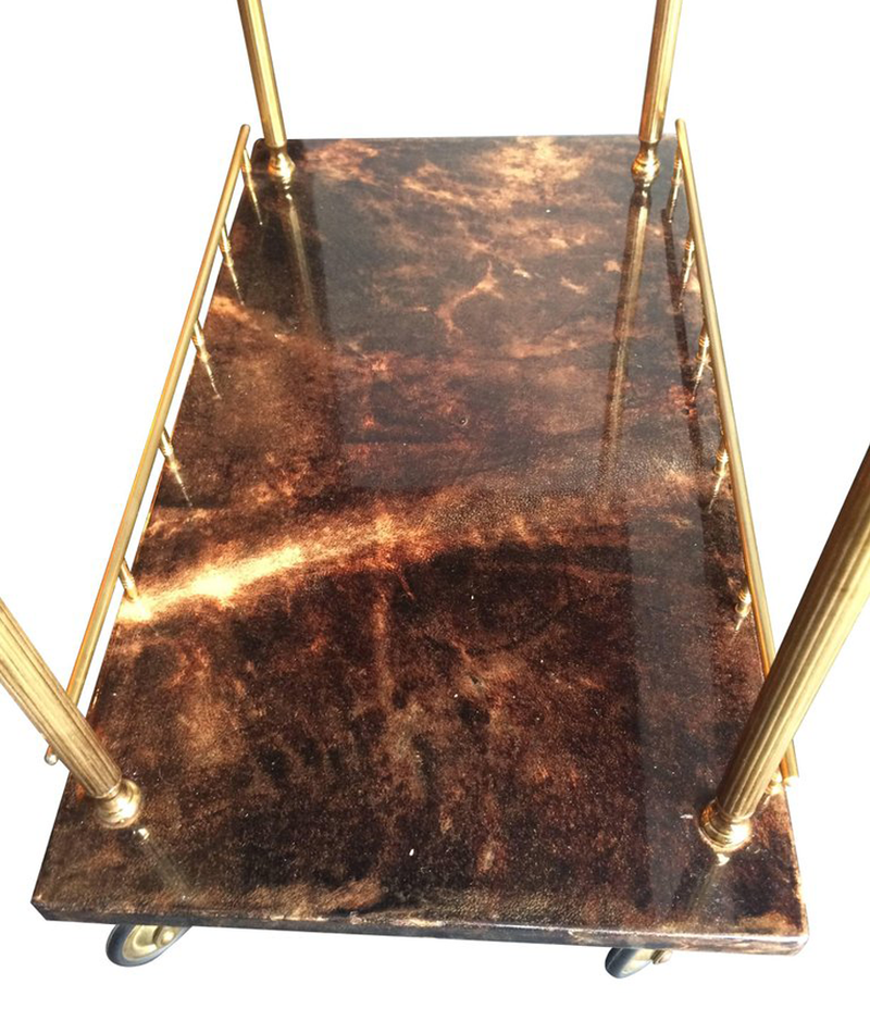 PAIR OF SMALL ALDO TURA BAR TROLLIES