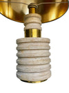 PAIR OF LARGE TRAVERTINE AND BRASS ITALIAN LAMPS