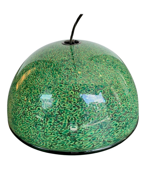 RARE MURANO GREEN MURRINE GLASS PENDANT LIGHT BY GAE AULENTI FOR VISTOSI