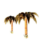 RARE PAIR OF 1960S MAISON JANSEN PALM TREE WALL SCONCES WITH REAL BAMBOO STEMS