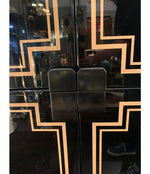 RARE 1970S BLACK LACQUER AND INLAY BAR CABINET BY PACO RABANNE