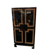 RARE 1970S BLACK LACQUER AND INLAY BAR CABINET BY PACO RABANNE