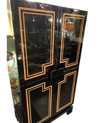 RARE 1970S BLACK LACQUER AND INLAY BAR CABINET BY PACO RABANNE