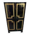 RARE 1970S BLACK LACQUER AND INLAY BAR CABINET BY PACO RABANNE