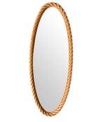 RARE PAIR OF LARGE 1950S FRENCH RIVIERA OVAL ROPE MIRRORS BY AUDOUX AND MINET