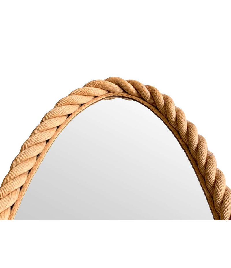 RARE PAIR OF LARGE 1950S FRENCH RIVIERA OVAL ROPE MIRRORS BY AUDOUX AND MINET