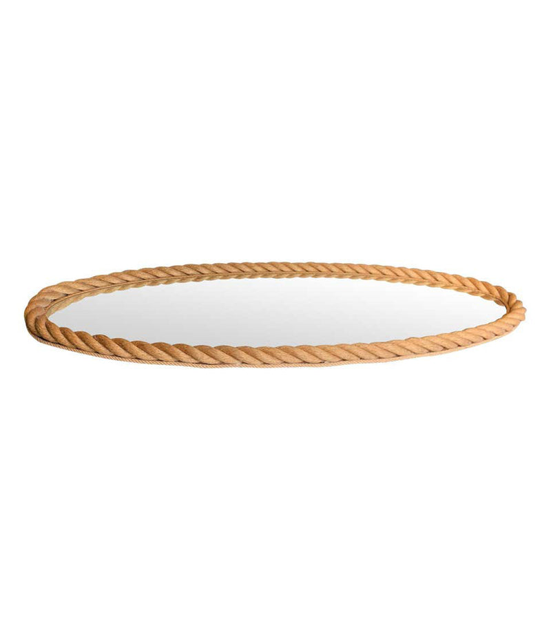 RARE PAIR OF LARGE 1950S FRENCH RIVIERA OVAL ROPE MIRRORS BY AUDOUX AND MINET