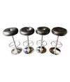 SET OF 4 1970S CHROME AND BLACK LEATHER BAR STOOLS BY JOHANSON DESIGN, SWEDEN