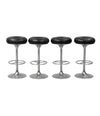 SET OF 4 1970S CHROME AND BLACK LEATHER BAR STOOLS BY JOHANSON DESIGN, SWEDEN