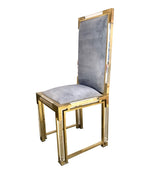 SET OF 8 ROMEO REGA LUCITE AND BRASS 1970S DINING CHAIRS