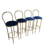 SET OF FOUR BRASS ITALIAN BAR STOOLS