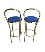 SET OF FOUR BRASS ITALIAN BAR STOOLS