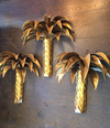 SET OF THREE RARE ORIGINAL MAISON JANSEN PALM TREE WALL LIGHTS