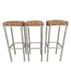 Set of 3 French 1960s Faux Bamboo Chrome Barstools - Mid Century Furniture - Ed Butcher Antiques